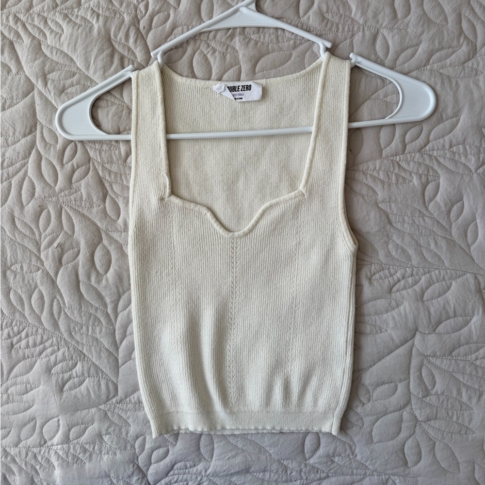 Double Zero Cream Ribbed Tank Top